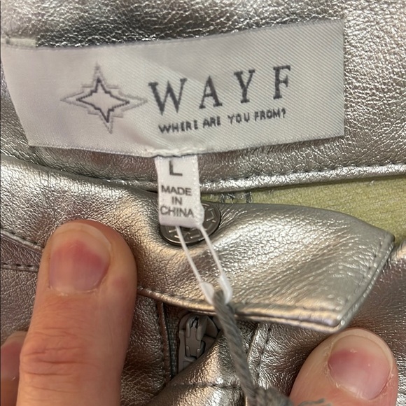 Wayf Silver Metallic Soft Faux Leather Pants - Picture 3 of 11